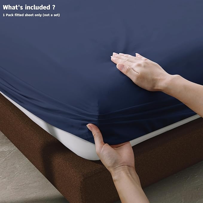 100% Egyptian Cotton Fitted Sheet King Size, 600 Thread Count, Soft & Elastic - Image 4