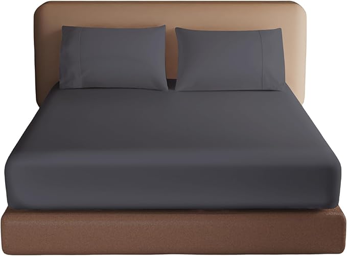 100% Egyptian Cotton Fitted Sheet CK Size, 600 Thread Count, Soft & Elastic by ZaizaiHome
