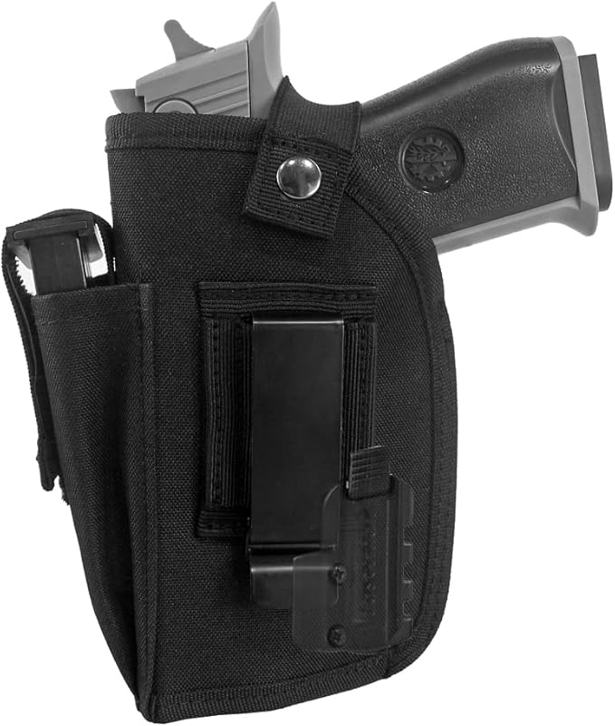 Concealed Carry Gun Holster with Mag Pouch Fits Handgun with Laser Light Mounted IWB OWB Ambidextrous Use by Convertible Clip