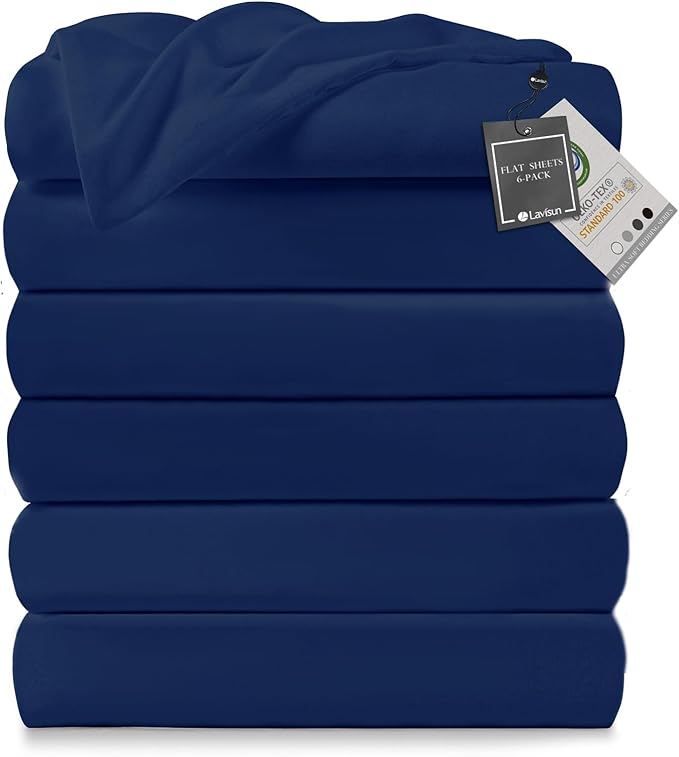 Lavisun Full Flat Sheets only, 6 Pack Bulk Top Sheets by Lavisun