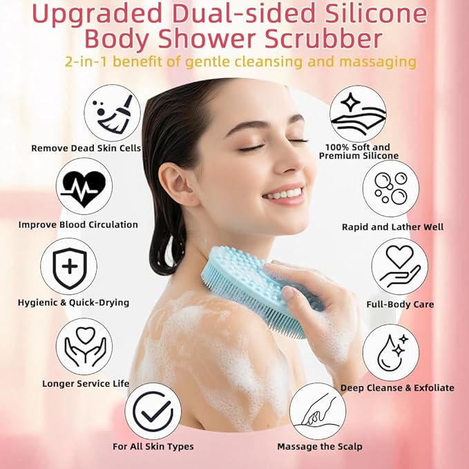 Silicone Body Scrubber 6 Pack Silicone Loofah Exfoliating Body Scrubber Soft - Image 2