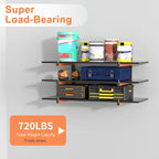 Lumber Rack Wall Mount, Lumber Storage Rack, Heavy Duty Wood Storage Racks with 6-Level System, 720 lb Sturdy Garage Wood Organizer, Orange Lumber Metal Racks for Indoor and Outdoor (4 PACK)