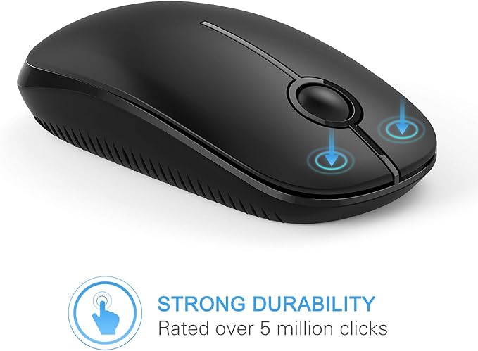 VssoPlor Wireless Mouse, 2.4G Slim Portable Computer Laptop Mouse with Nano Receiver Quiet Silent Optical Mice for Notebook, PC, Laptop, Computer-Black