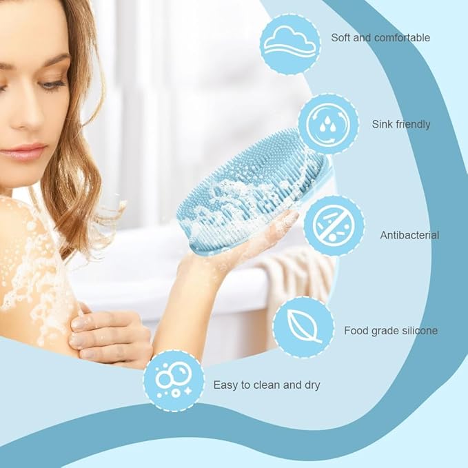 Soft Silicone Body Scrubber 3 PCS Silicone Body Shower, Silicone Loofah 2 in 4 - Image 6