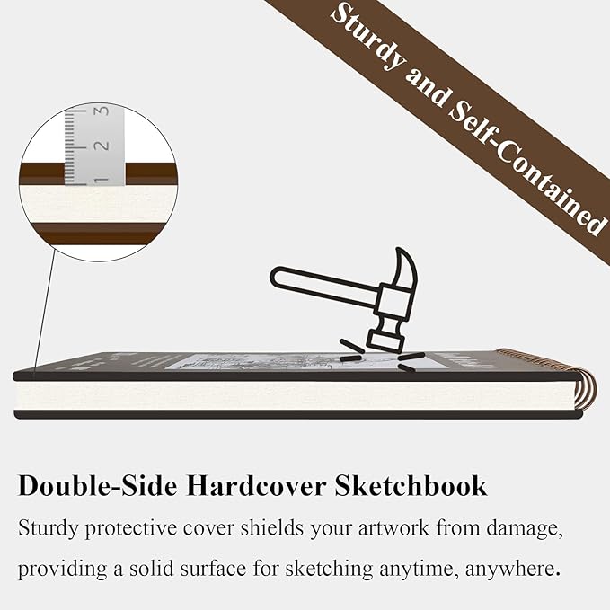 9" x 12" Sketch Book, Top Spiral Bound Sketch Pad, 2 Packs 100 Sheets Each (68lb/100gsm), Acid Free Art Sketchbook Artistic Drawing Painting Writing Paper for Kids Adults Beginners Artists