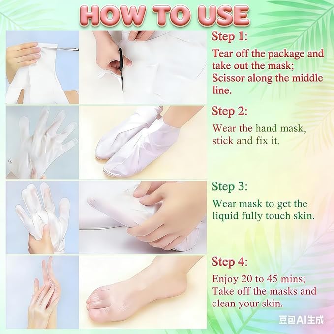 8 Piece At-Home Hand & Foot SPA Hydrating Mask Set - Image 7