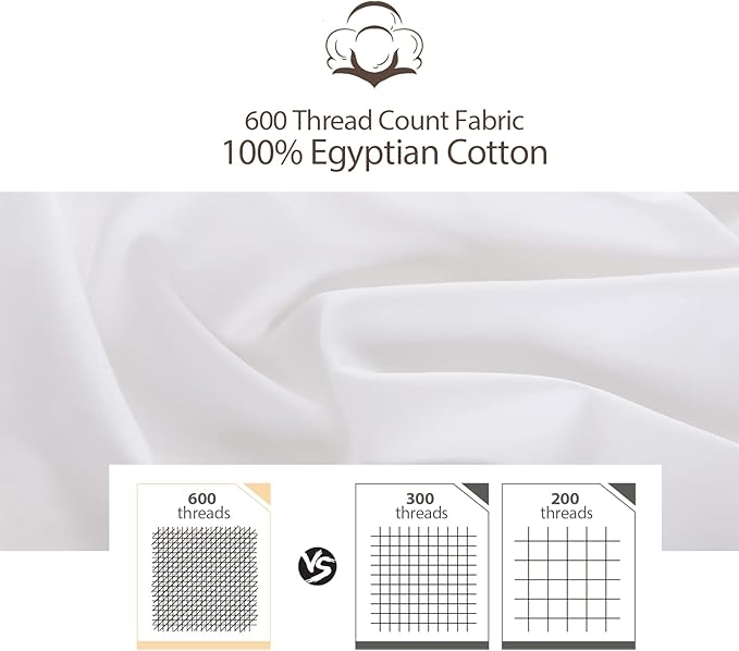 Twin XL Size Fitted Sheet Only White, 100% Egyptian Cotton 600 Thread Count - Image 8