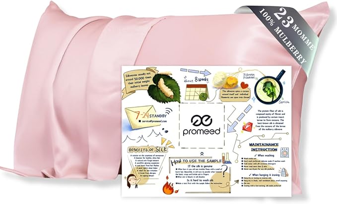 PROMEED Natural 23mm Silk Travel Pillow Cases 13 x 18 by PromeedTextile