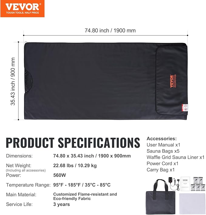 VEVOR Sauna Blanket for Detoxification, Portable Far Infrared Sauna for Home - Image 7