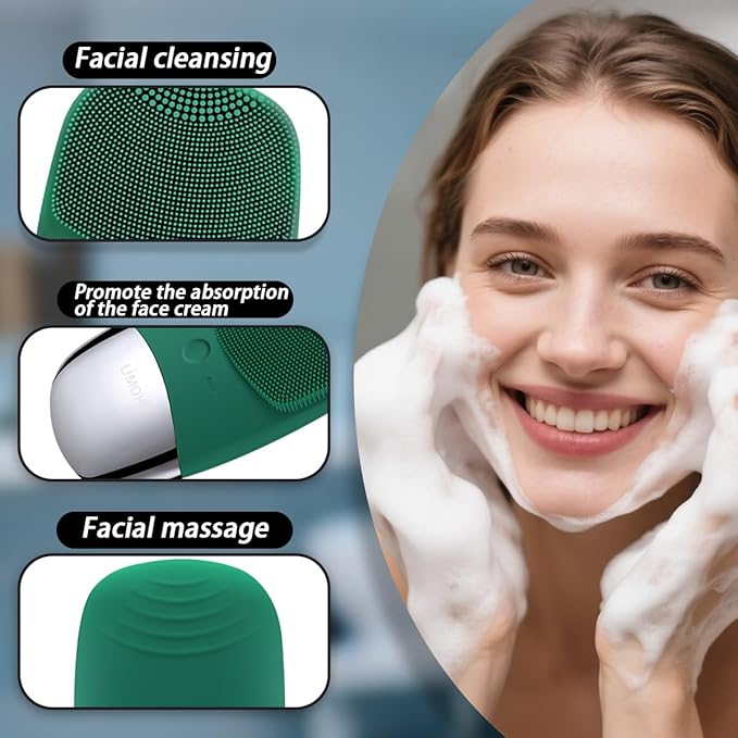 Facial Cleansing Brush, 3-in-1 Electric Silicone Face Scrubber, Vibrating - Image 3