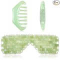 Hercicy 2 Pcs Jade Eye Mask and Hair Comb Set Green Jade Stone Eye Mask White by Hercicy