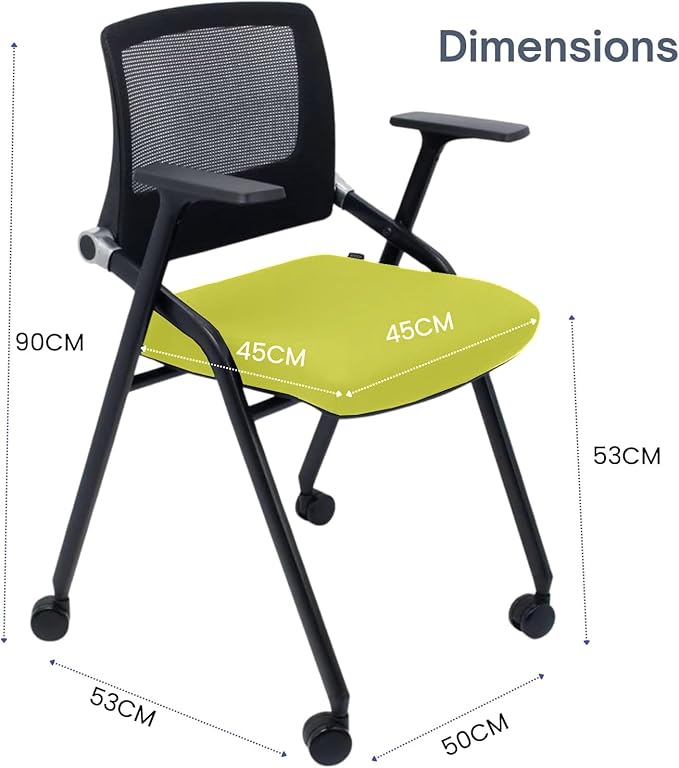 SLKJChr 10 Pack Foldable Office Chairs with Wheels, Mesh Back, Arms and Portable - Folding Office Chairs for Conference Room Chair, Office Guest & Reception & Meeting Chair - (Green) 300 lbs.