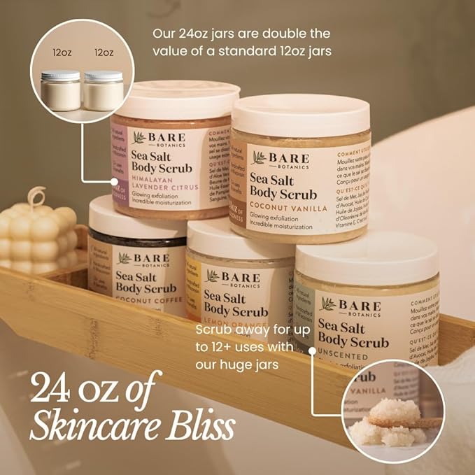Bare Botanics Coconut Coffee Body Scrub 24oz | Made in Madison, WI | All - Image 4
