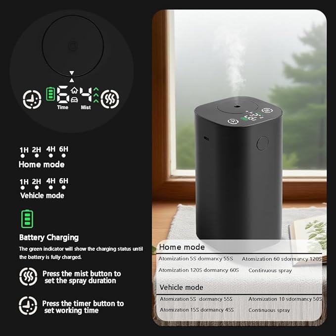 Waterless Essential Oil Diffuser, Rechargeable Cordless Scent Diffuser Machine - Image 5