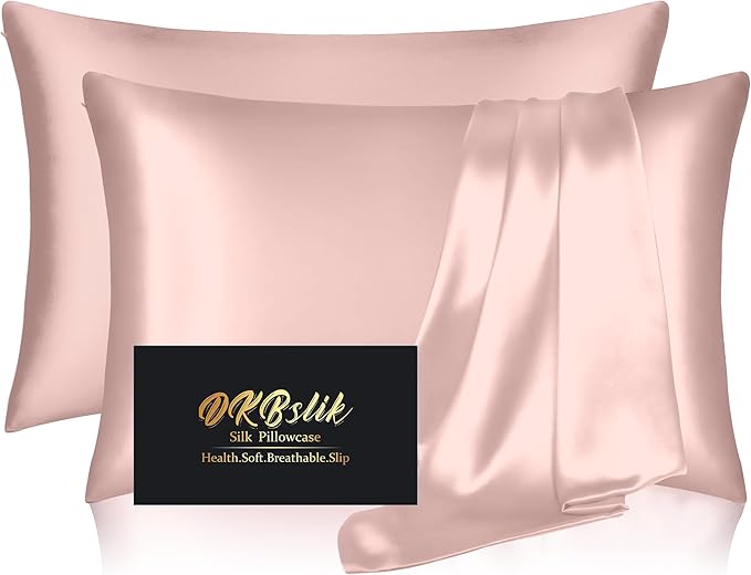 Silk Pillowcase 2 Pack, Mulberry Silk Pillow Cases Queen Size Set of 2 by HOME