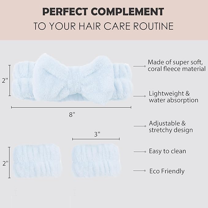 Ayesha Blue Spa Headband and Wristband Set - Image 4