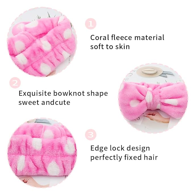 WHAVEL 6 Pack Pink Spa Headbands, Makeup Headbands Skincare Headbands - Image 3