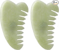 Geiserailie 2 Pcs Jade Combs Esthetician Supplies Massage Stone Hair Gua Sha by Geiserailie