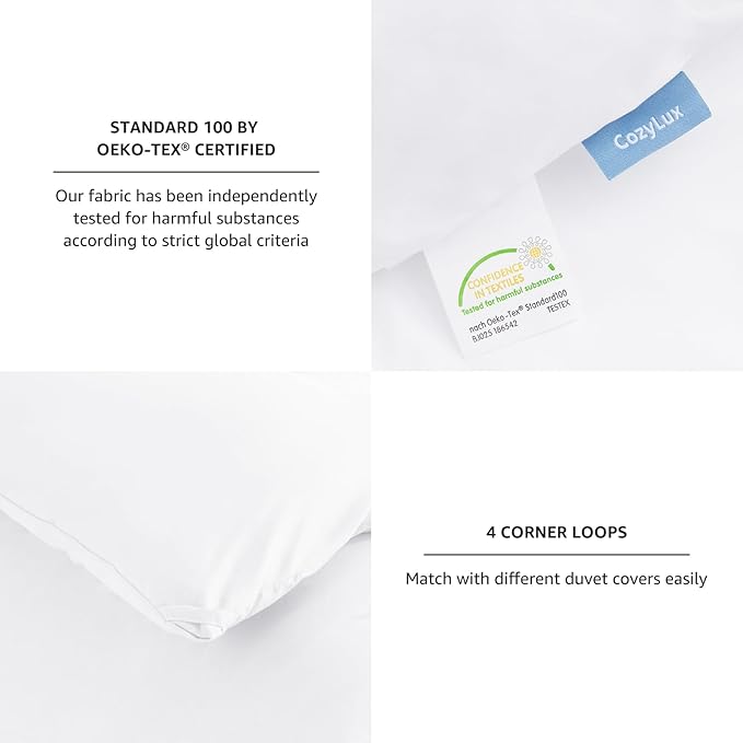 CozyLux Oversized Queen Comforter Set White, 3 Pieces 98x98 Solid Breathable - Image 5