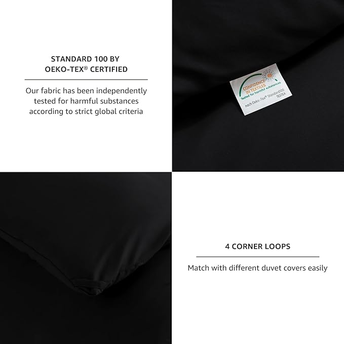 CozyLux California King Comforter Set Black, 3 Pieces Cal King Solid Breathable - Image 5