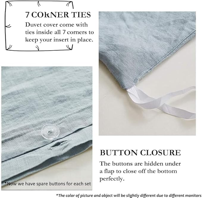Simple&Opulence 100% French Flax Linen Duvet Cover Set - Image 4