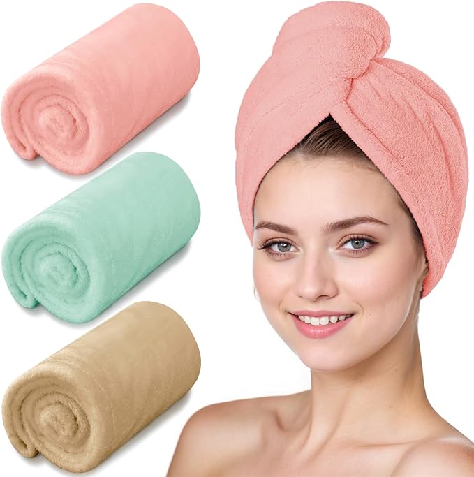 3 Pack Microfiber Hair Towel Wrap by YHPDYL