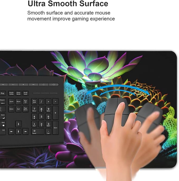 CANFLASHION Gaming Mouse Pad,Large Mouse Pads for Desk,Non-Slip Rubber Base Extended Mousepad,XXL Keyboard Mouse Mat,Computer Keyboard Desk Pad with Stitched Edges,35.4x15.8inch,Succulent Plants