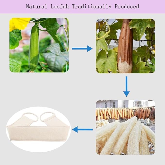 Natural Loofah Back Scrubber for Shower, Back exfoliator for Shower, luffa - Image 6