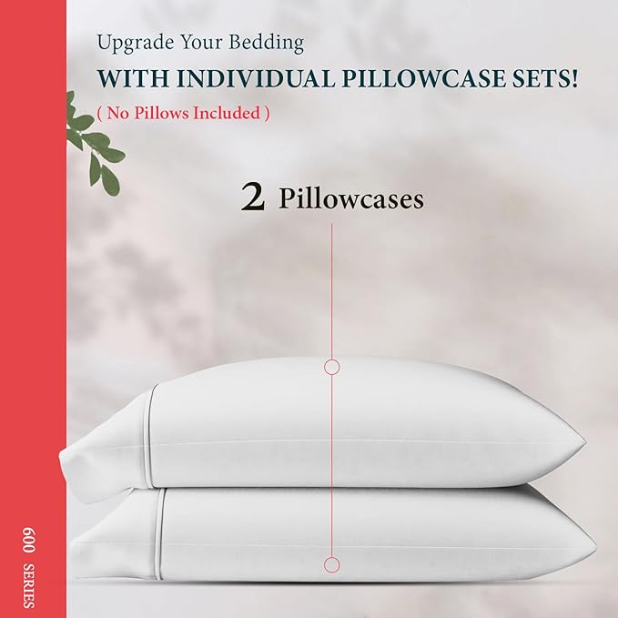 100% Egyptian Cotton Queen/Standard Pillow Cases Set of 2 - Image 3