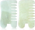 BBTO 2 Pcs Jade Comb for Scalp Massage Gua sha Comb for Head Body spa Hair by BBTO