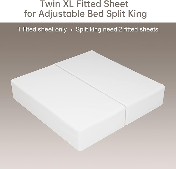 100% Egyptian Cotton Fitted Sheet Twin-XL/Split King Size White, 600 Thread - Image 5