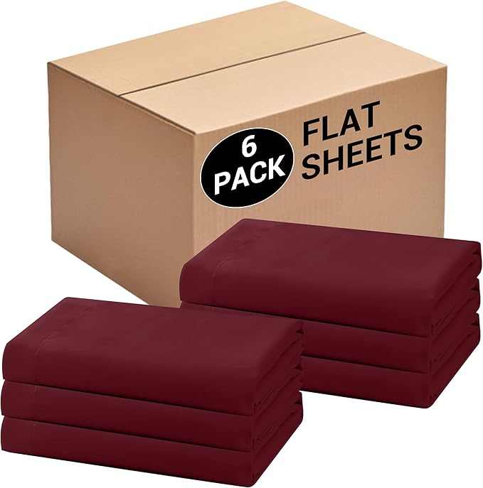 Bulk Twin Flat Sheets Only, 6 Pack Quick Sort Top Bed Sheet, Color-Coded Label by Culve