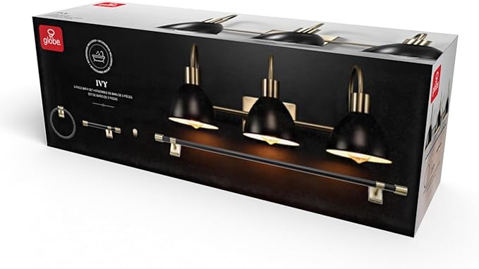 GLOBE Electric 63000058 5-Piece All-in-One Bathroom Accessory Set, Brass & Black - Image 12