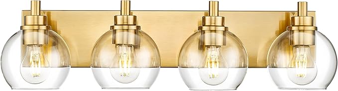 Bathroom Light Fixtures, 4 Light Brushed Gold Vanity Light, 26 Inch Modern Wall by Metwet