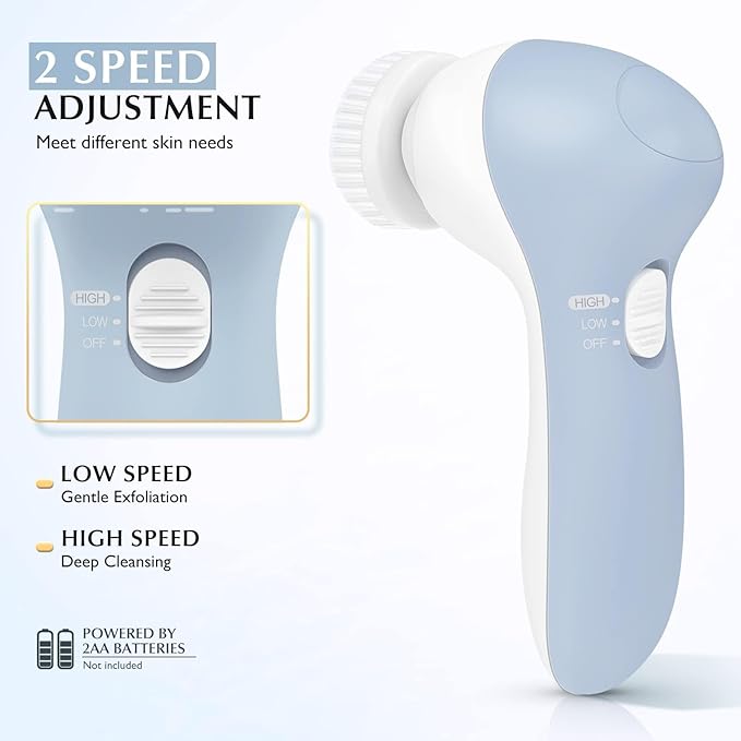 COSLUS Facial Cleansing Brush Silicone Face Scrubber: 7 in 1 FBS-D Electric - Image 8