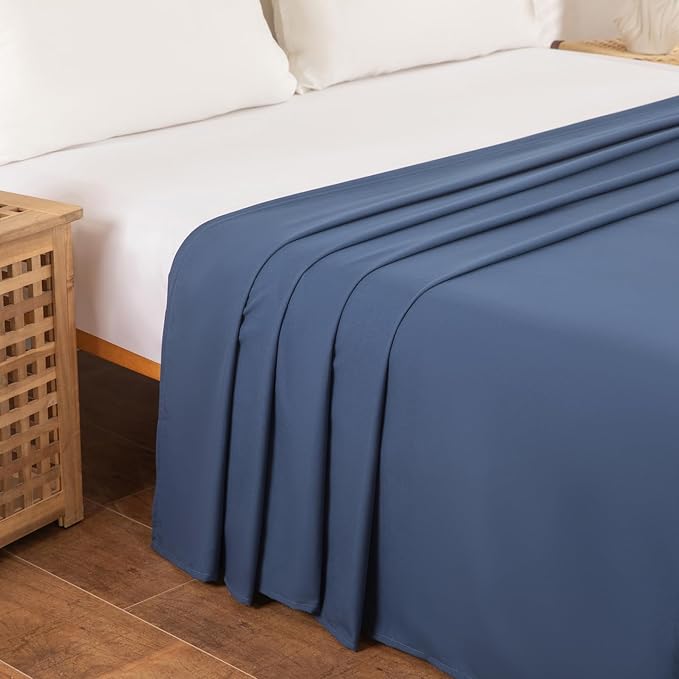 Full Flat Sheet Only， 80x96Inch Dark Blue - Image 3