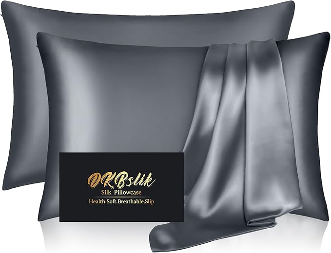 Silk Pillowcase 2 Pack, Natural Mulberry Silk Pillow Cases, Anti Acne Silk by HOME