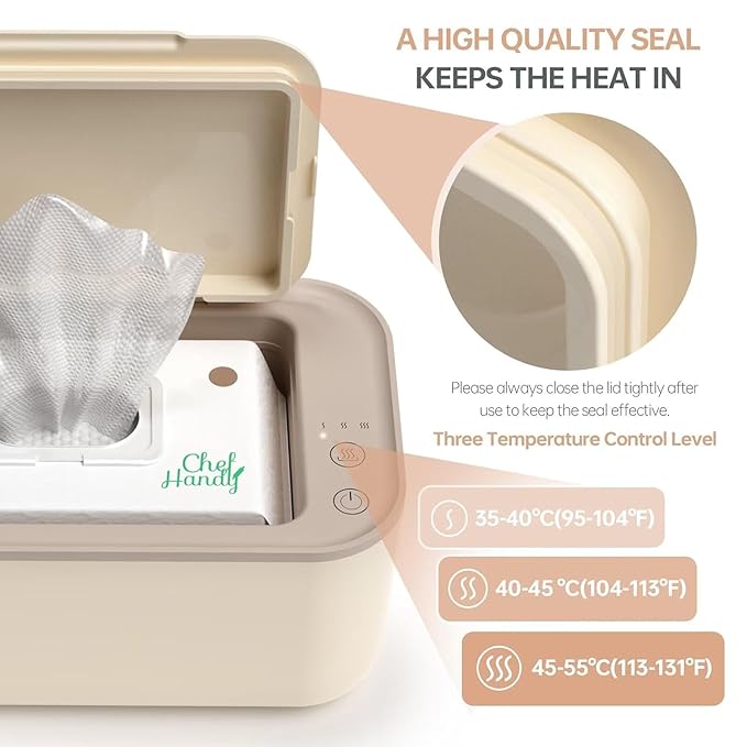Chefhandy Baby Wipe Warmer & Wet Wipes Dispenser, 3-Mode Temperature Control - Image 2