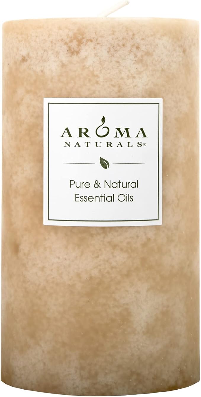 Aroma Naturals Ginger and Clove Essential Oil Beige Scented Pillar Candle by Aroma+Naturals