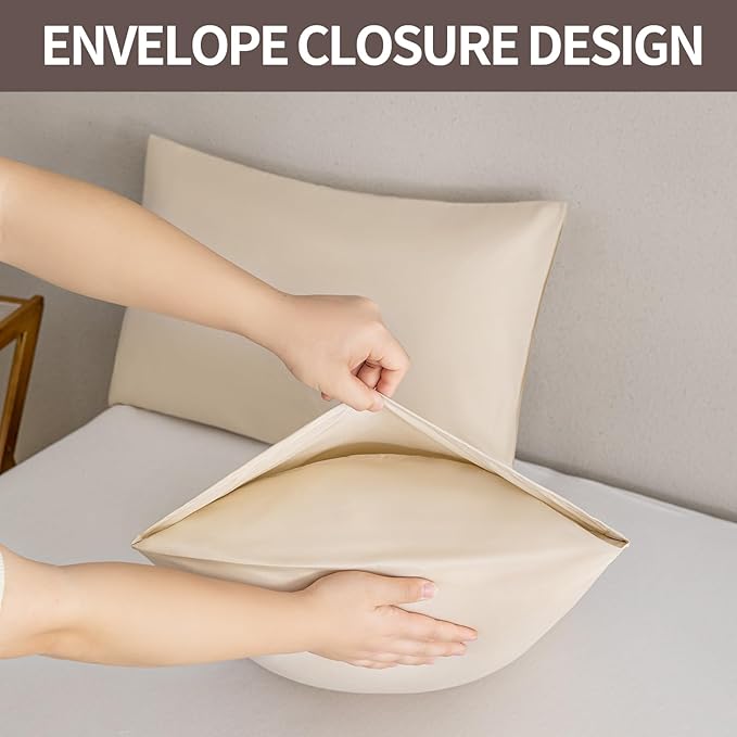 MINIPANDA Beige King Size Pillow Cases Set of 4 - Image 4