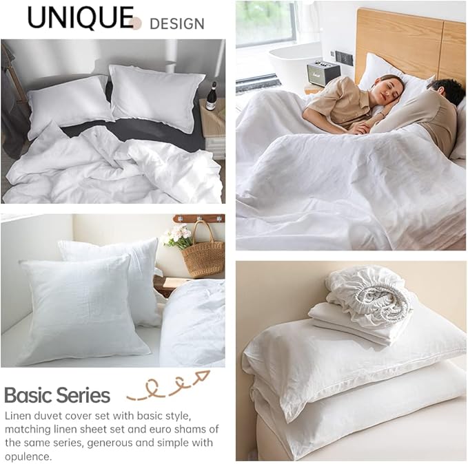 Simple&Opulence 100% Linen Duvet Cover Set 3pcs Basic Style Natural French - Image 5