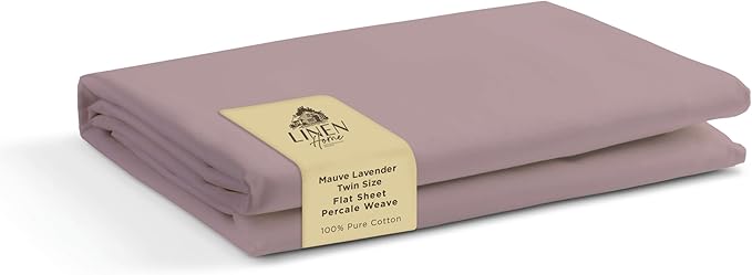 Linen Home 100% Cotton Percale 1 Flat Sheet, Twin Size by LINENHOME