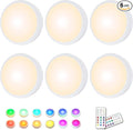 HELPLEX LED Puck Lights with Remote, 6 Pack Color Changing RGBW Stick-On Light by HELPLEX