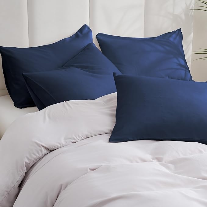 ZPECC Navy Pillow Cases King Size Set of 4, 20x36 Envelope Closure Pillowcases - Image 2