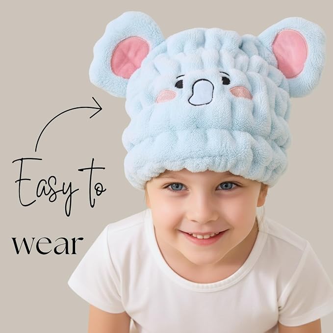 Microfiber Hair Towel Wrap for Kids, Absorbent Quick Girls Boys Hair Drying - Image 2