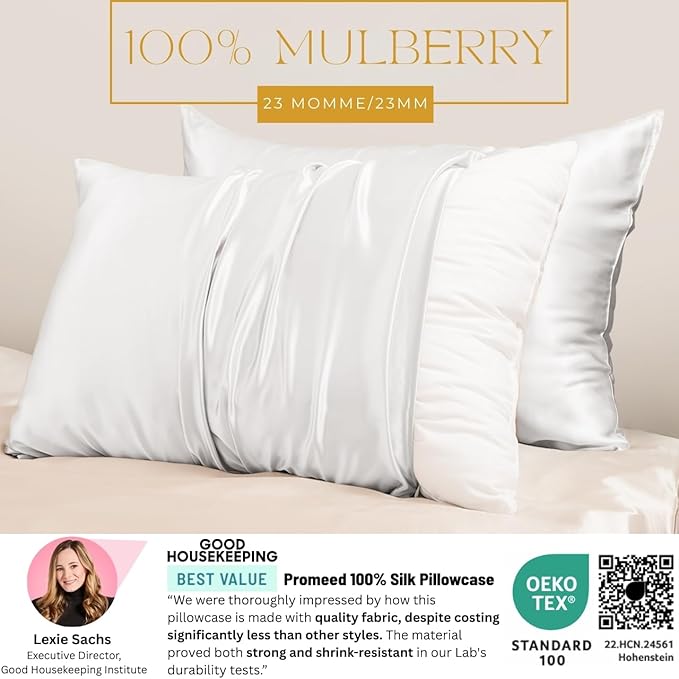 PROMEED White Silk Pillowcase 2 Pack - Image 2