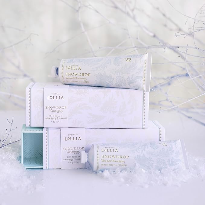 LOLLIA Snowdrop Handcreme, 4 oz, 113 g, Winterberry & Cashmere Fragrance - Image 6