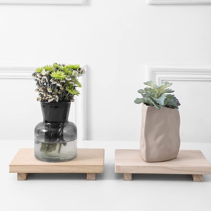 zoocatia Small Wood Tray Pedestal Stand Farmhouse Bathroom Decor Decorative - Image 4