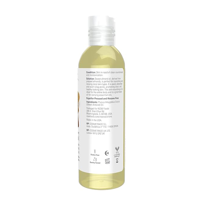 NOW Foods Solutions, Sweet Almond Oil, 100% Pure Moisturizing Oil, Promotes - Image 2