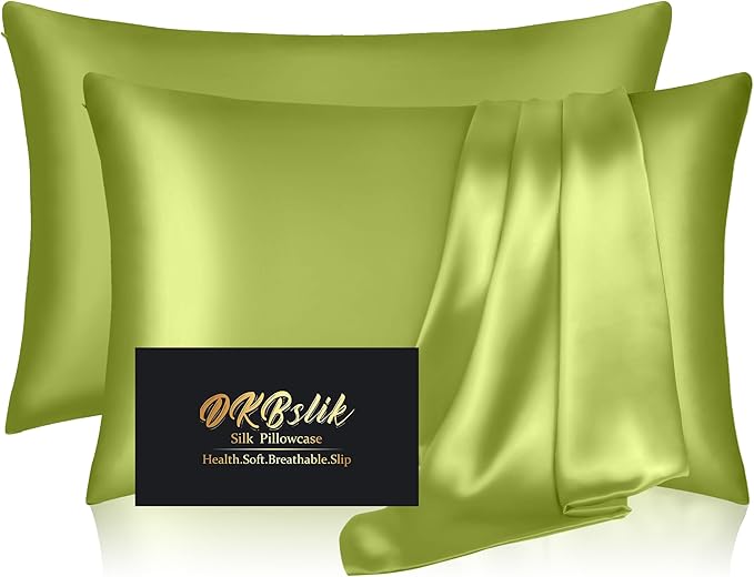 Silk Pillowcase 2 Pack, Mulberry Silk Pillow Cases Queen Size Set of 2 by HOME